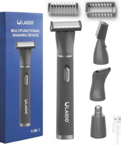 Recortadora de vello corporal y nasal para hombres, 4 en 1, versátil para depilación de ingle, barba, cara, nariz, cejas, orejas, afeitadora eléctrica recargable por USB-C para un afeitado