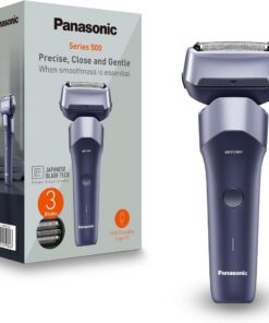 Panasonic Serie 500, ES-ERM3FV503 Afeitadora Eléctrica Recargable de 3 Cuchillas para Uso En Seco y Húmedo, Acero Inoxidable Japonés, Cabezal Flexible 10D, IPX7, Carga USB-C, Violeta