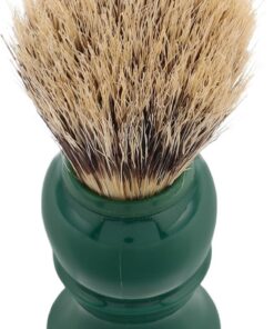 Brocha de Afeitar para Hombre Verde, Poliestireno y Pelo de Cerda | Portátil y Ligera, para Grooming y Viajes de Negocios, Cepillo para Vello Facial y Bigote