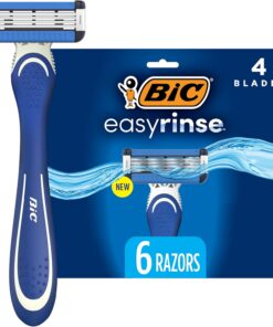 BIC Afeitadora EasyRinse para hombre para un afeitado suave con menos irritación*, afeitar fácil de afilar con 4 hojas, 6 recuentos
