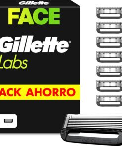 GilletteLabs Cuchillas de Afeitar Hombre, Pack de 8 | Recambios para Maquinillas de Afeitar con 5 Hojas Y Banda Lubricante, Compatible con Todas Las Maquinillas Gillette Labs