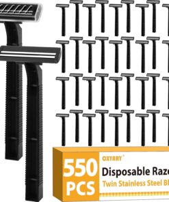 CXYARY 550 maquinillas de afeitar desechables de doble hoja con tapa de seguridad transparente, maquinillas de afeitar a granel para hombres y mujeres, hoja de acero inoxidable, maquinilla de afeitar