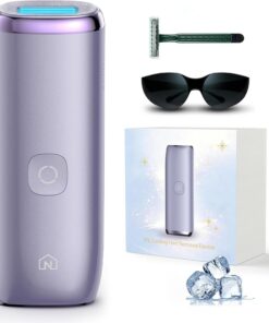Dispositivo de depilación láser IPL 25J Sapphire Ice Cooling, morado | Depilación casi indolora, reducción visible del vello en 2 semanas, sensor de piel y flash automático para todo el cuerpo