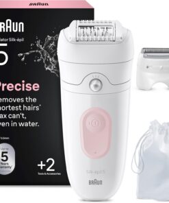 Braun Silk·epil 5, Depiladora para la depilación fácil, ducha o piel seca, piel duradera suave, con cabezal de afeitado, pezuña recortadora, 5-030, rosa flamenco | Impermeable, inalámbrico, punta de rodillo de masaje, caja de depilación con cabezal de afeitado, zapata para recortar