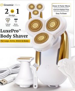 LuxePro - Afeitadora eléctrica corporal para mujer, afeitadora rotativa para mujer, maquinilla de afeitar para piel sensible, depiladora inalámbrica y húmeda y seca recargable para
