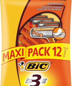 Bic 3 - Cuchillas de afeitar de triple hoja (paquete de 12 cuchillas)