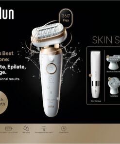 Braun Silk·épil 9 Flex SkinSpa - Depiladora para mujer, todo en uno, con cabezal flexible de 360° para una fácil depilación, húmedo y seco, piel suave de larga duración con recortador corporal, color