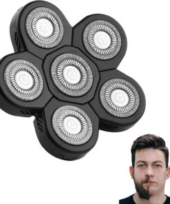 Cabezales de repuesto para afeitadora calva, afeitadoras de cabeza 6D para hombres calvos, lavables, cabezales de repuesto universales para cabeza y cara