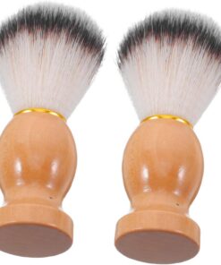 Juego de 2 Brochas de Afeitar para Bigote Mango Ergonómico | Cerdas Suaves, Madera Caqui, Agarre Cómodo, Masaje y Limpieza Facial, para Hombre