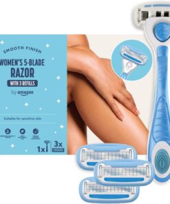 by Amazon Máquina de depilar de 5 cuchillas para mujer, 1 mango + 4 recambios de cuchillas de afeitar
