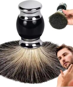 Brocha de afeitar, brocha de afeitar de pelo de tejón ultrasuave con mango cómodo, genera una espuma espesa y lujosa con afeitado para el día del padre ideal.