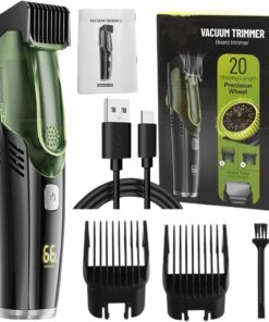 Cortadora de barba al vacío para hombre, recargable, impermeable | con 2 peines, afeitadora eléctrica de facial para bigote, patillas y aseo de la barba, 5.5 x 2.5 x 8.8 pulgadas