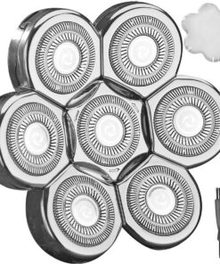 7D 7 cabezas cabeza de repuesto 7 cuchillas 7D cabeza de afeitadora de repuesto 7 cabezas barba cabeza de afeitadora eléctrica cabeza (plateado)