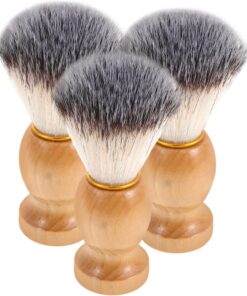 Brocha de Afeitar Masculina de Cerdas Suaves, 3 Piezas | Madera Marrón, Fibra Artificial, Agarre Cómodo, Uso Diario y Diseño Multifuncional