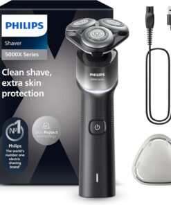 Philips Serie X5000 Afeitadora Eléctrica Hombre, Máquina de Afeitar Barba, 27 cuchillas, Cuida la piel, Cabezal flexible 360º, 50min de uso, En Seco y Húmedo, Recargable, X5004/00, Plata