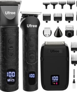 Ufree Cortadora de barba, cortadora de pelo para hombre, maquinilla de afeitar eléctrica, recortadora de pelo para hombres, juego de cortadoras y recortadoras inalámbricas, kit de corte de pelo para
