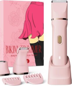 Dovety - Recortadora de bikini para mujer, maquinilla de afeitar eléctrica 3 en 1 sin dolor para mujer, recortadora de vello púbico recargable, afeitadora eléctrica para piernas, cuerpo, vello facial