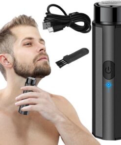 Maquinilla de afeitar eléctrica portátil, mini afeitadora hombres | recargable USB, afeitadora barba tamaño bolsillo, compacta lavable, en húmedo, viaje oficina hogar
