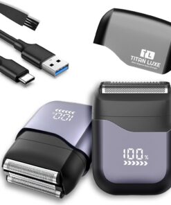 Afeitadoras eléctricas de papel de aluminio para hombre, mini maquinillas de afeitar eléctricas para afeitarse cerca con 3 cabezales de hoja flotantes de alta velocidad, USB C, recargable