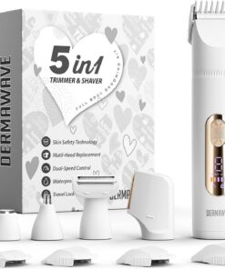 Maquinilla de afeitar y depiladora eléctrica 5 en 1, recortadora de bikini para mujer: depilación indolora para cuerpo, piernas, facial y nariz, afeitadora eléctrica impermeable para vello púbico