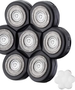 Cabezales de repuesto para afeitadora eléctrica de 7 cuchillas para hombre, flotantes, lavables, cuchillas de repuesto para hombres calvos (negro)