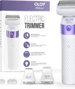 Recortadora de bikini para mujer, IPX7, impermeable, húmeda y seca, para piernas, axilas y vello púbico, maquinilla de afeitar eléctrica recargable para mujer con 3 cabezales de recortadora