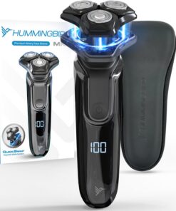 HUMMINGBIRD MK8 - Afeitadora facial rotativa premium, recargable, húmeda y seca, con recortadora emergente, maquinilla de afeitar eléctrica para hombres, impermeable, recargable por USB-C inalámbrica,