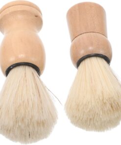Healeved 2 Pcs Cepillo para Vello Facial para Hombres, Cepillo para Bigote Mango de Madera y Cerdas de Nailon Suaves, Adecuado para Afeitado en Húmedo y Viajes