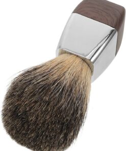 Hemobllo Brocha de Afeitar de Pelo de Tejón Natural para Hombre Mango de Madera Ergonómico Cepillo Facial para Espuma Densa Cuidado Barba y Limpieza Diaria Adecuado para Afeitado