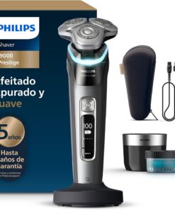 Philips i9000 Prestige, Afeitadora Eléctrica Hombre, Máquina de Afeitar Barba en Seco y Húmedo, Tecnología SkinIQ, Base de Carga, Recargable, Estuche de Viaje, Centro de limpieza, XP9202/30