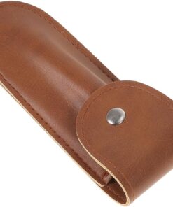 Estuche Protector para Maquinilla de Afeitar PU Marrón Cierre de Botón | Bolsa de Almacenamiento de Viaje para Maquinillas de Afeitar Manuales, Protección para Afeitadora, para Camping y Hogar