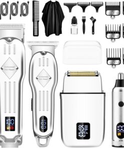 SUNNOW Juego profesional de cortadora de pelo y recortadora, recortadora de barba, afeitadora de papel de aluminio y kit de recortadora de nariz para hombres, cortadora inalámbrica para hombre y kit