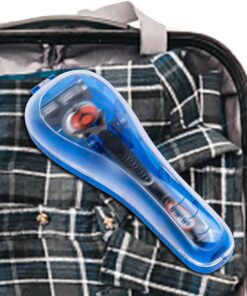 Maletín de viaje para maquinilla de afeitar manual de seguridad, caja protectora de plástico portátil, Azul, Sencillo
