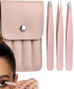 Pinzas para Extensiones de Pestañas Herramientas de belleza en acero | Pinza para Depilación de Cejas y para Pestañas para Vello Facial, Depilación Nasal, Volumen, Aislam