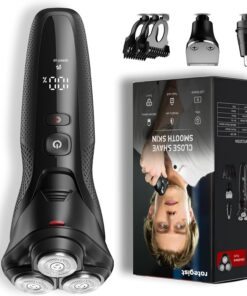 Afeitadora de precisión para hombre: The Strategist impermeable con velocidades ajustables, recortadora de pelo de nariz integrada y comodidad inalámbrica, gris profundo