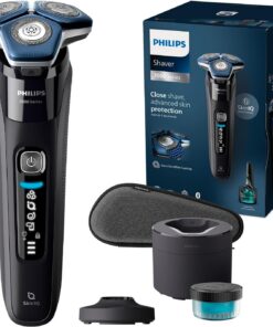 Philips Serie 7000 Afeitadora Eléctrica Hombre, Máquina de Afeitar Barba con Recortadora, 45 cuchillas, 60min de uso, En Seco y Húmedo, Recargable, Centro de Limpieza, Base Carga, S7886/55, Negro