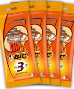 BIC 3 Sensitive Maquinillas Desechables para Hombre - Paquete de 4 Packs de 4