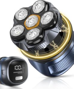 Afeitadora Cabeza Eléctrica Hombre, Cabezal Magnético Giratorio 6D, Resistente al Agua IPX7, Apta para Uso en Seco & Húmedo, Recargable por USB
