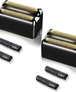 Paquete de 2 láminas de repuesto y cortadores compatibles con BaBylissPRO Barberology FXFS2 Shaver Metal Shaver cabezales de repuesto de papel de afeitadora, color negro