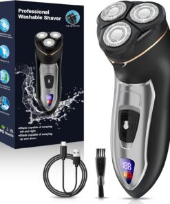 Maquinilla de afeitar eléctrica para hombre, cabeza flotante 4D y pantalla LCD, afeitadora eléctrica recargable inalámbrica para hombres con recortadora emergente, IPX7 impermeable afeitado húmedo y