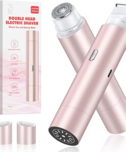 Recortadora de bikini para mujer, afeitadora facial de doble cabeza, recortadora de vello corporal, IPX7 impermeable, maquinilla de afeitar eléctrica para piernas, oro rosa