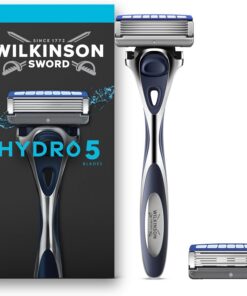 Wilkinson Sword Hydro 5 Maquinillas para hombre, hidratantes, cuchillas con revestimiento de carbono, mango de maquinilla con 2 recambios de cuchilla