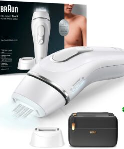 Braun Silk-expert Pro 5 Depiladora Hombre Luz Pulsada IPL, Cabezal de Precisión Ancho y Maquinilla Afeitar Gillette Body, Alternativa a la Depilación Láser en Casa, PL 5145, Última Generación, Blanca