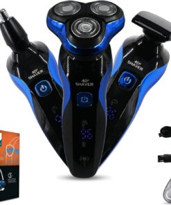 Maquinilla de afeitar eléctrica 3 en 1 con recortadora de pelo de nariz, recortadora de patillas para hombres, afeitadora 4D recargable inalámbrica para hombres, afeitadora húmeda y seca, afeitadora