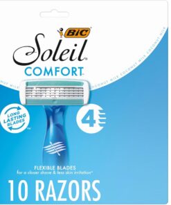 BIC Soleil 4 - Maquinillas de afeitar desechables de 4 cuchillas para mujer, cabeza flexible, paquete de 10