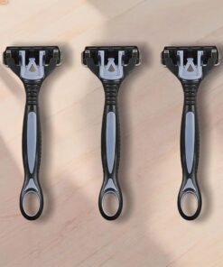 Maquinilla de afeitar de 3 hojas, manual desechable para hombres, agradable a la piel sensible, agarre ergonómico antideslizante, afeitado diario y de viaje (3 piezas)