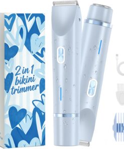 Recortadora de bikini para mujer, afeitadora de bikini de doble cabeza 2 en 1 y afeitadora corporal, maquinilla de afeitar eléctrica inalámbrica e impermeable para mujer, depilación sin dolor con