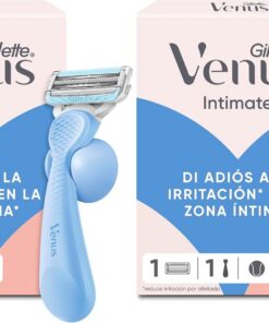 Venus Gillette Maquinilla De Depilación Para Mujer Ingles Y Zona Íntima, 1 Mango + Recambio, Ayuda A Proteger La Piel Irritación Tras (Paquete de 2)