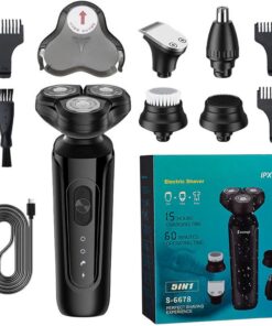 Afeitadora eléctrica recargable por USB para hombre para recortar la cara y las patillas, cabezales flotantes, recortadora de barba con accesorios, afeitadora húmeda y seca