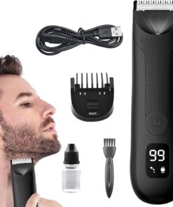 Cortapelos eléctricos, recortador de barba,Mini afeitadora eléctrica | resistente para cortar el pelo del cuerpo - Afeitadora de barba, herramientas de cuidado de para hombres con pantalla LCD par